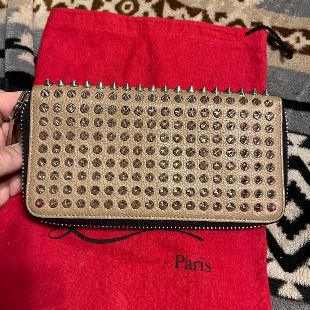 Christian Louboutin EUC Panettone Zip Around Studded Wallet COA*